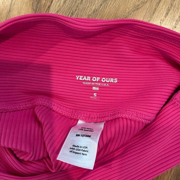 YEAR OF OURS Ribbed High High Legging in Hot Pink - Picture 2 of 3